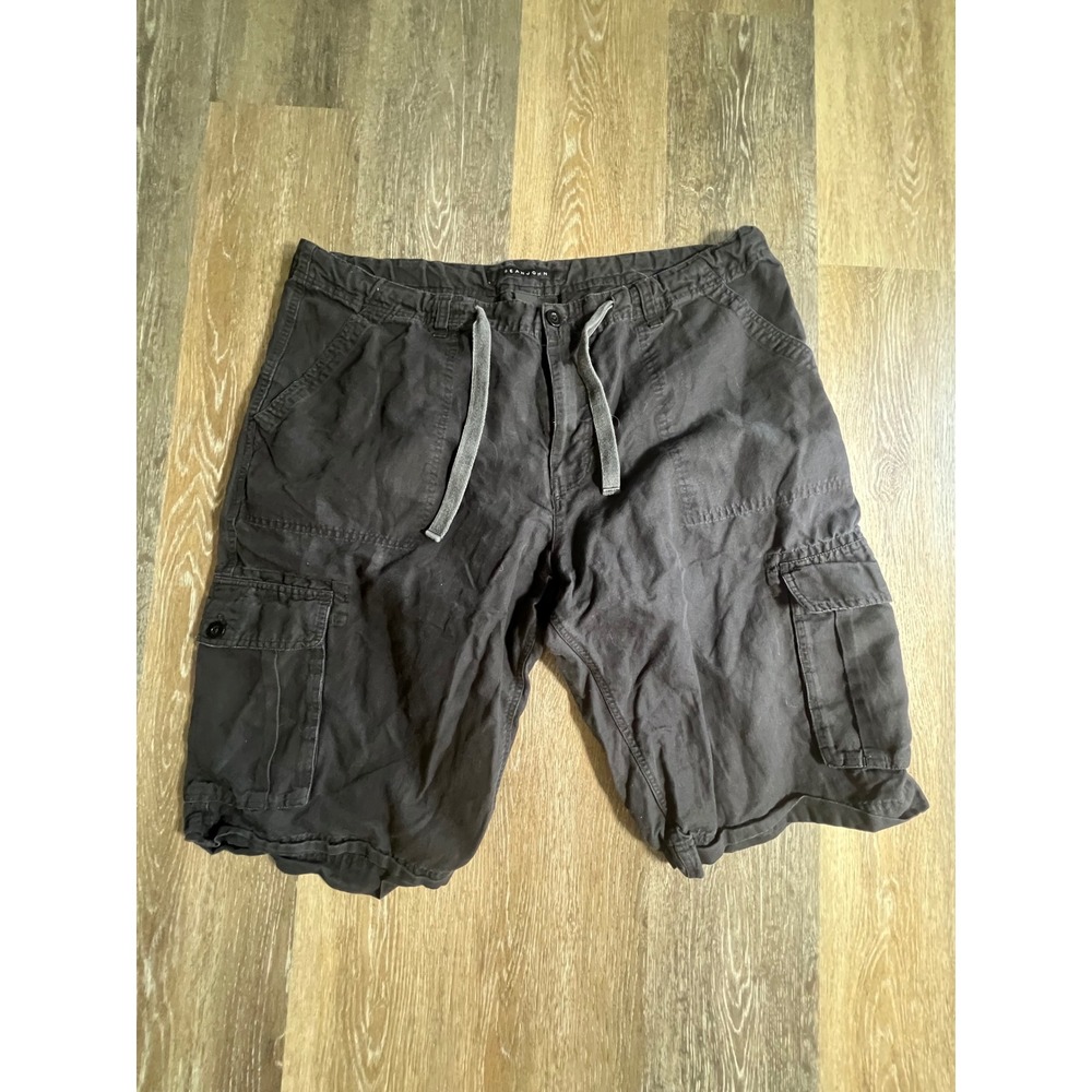 Sean John Cargo Shorts Mens 42 Black Good Linen Blend Drawstring Utility Pocket